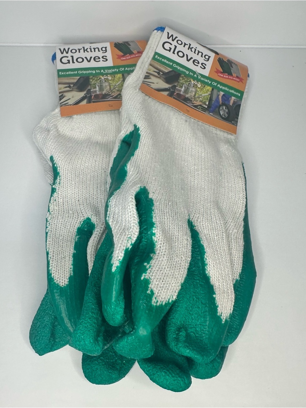 2 Pairs New Working Gloves Rubber Grip Garden Utility One Size NWT
